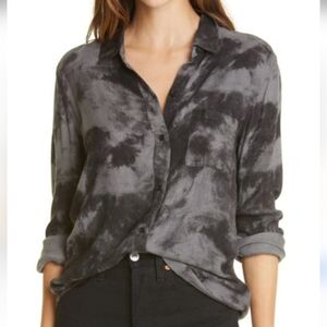 Rails Hunter Tie Dye Button-up Flannel Shirt Women's XS Charcoal Boho Grunge Y2K